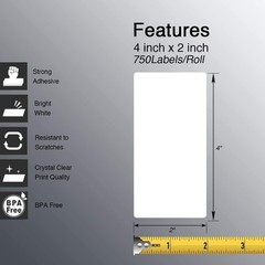 4”x2” Direct Thermal Shipping Labels 750 Labels Per Roll for For Zebra&Rollo