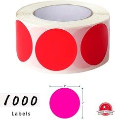1“ Red Circle Dot Stickers Color Coding Labels, 1000PCS 2 Rolls