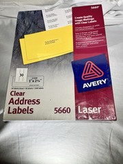 Avery 5660 Clear Address Labels – (1″ x 2 3/4″) – 1500 Labels.