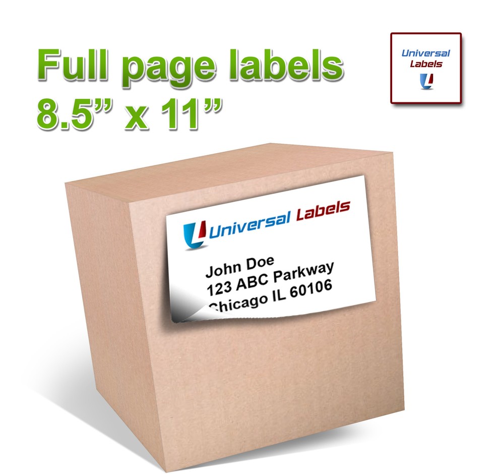 300 8.5 x 11 Full Page Quality Labels – Vertical Peel slit – Made in the USA