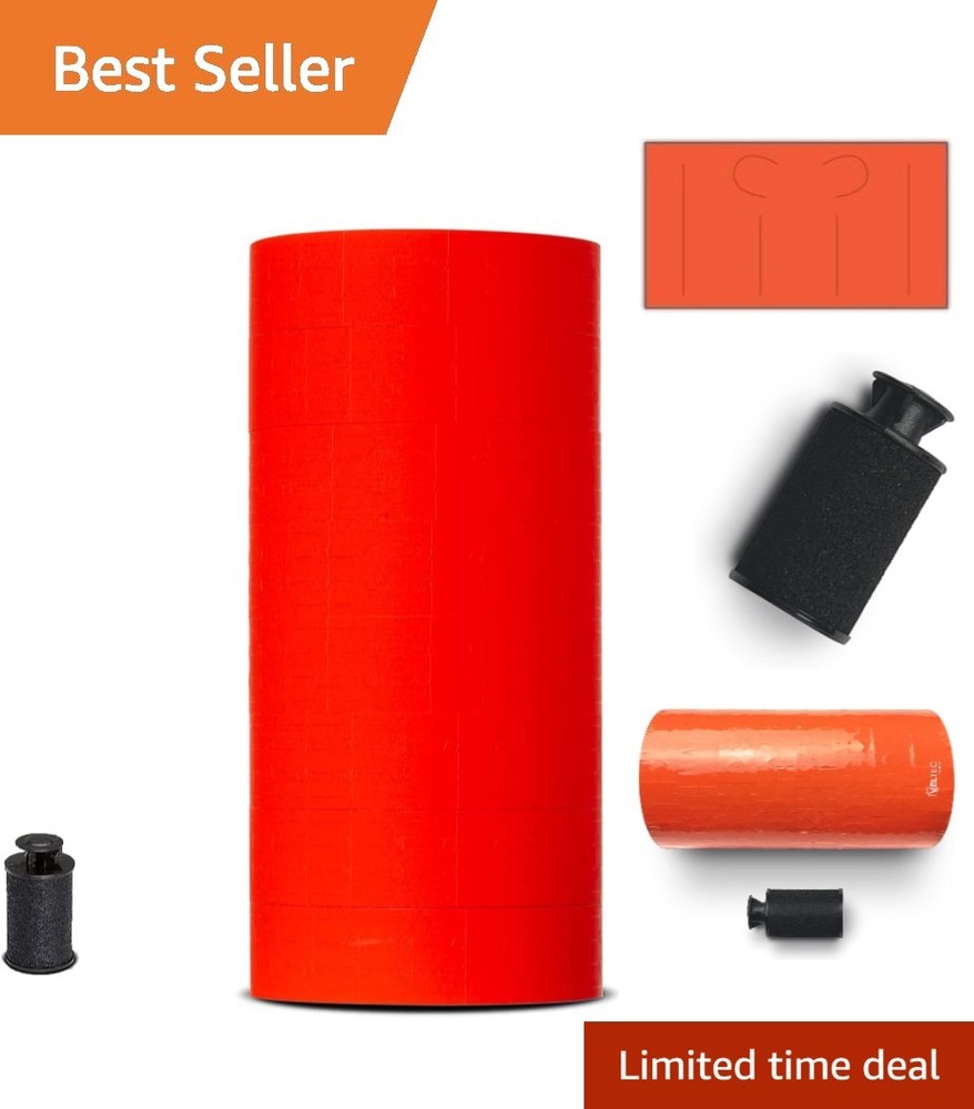 Fluorescent Red Pricing Labels for Monarch 1131 – 20,000 Labels & 1 Ink Roller