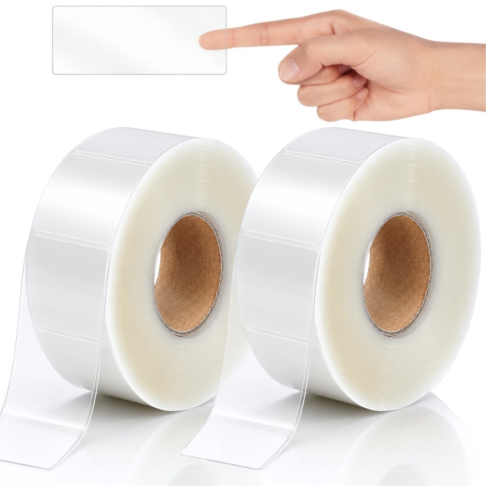 1200 Pcs Clear Label Protectors, 3.14 x 1.18 Waterproof Rectangle Label Stick…