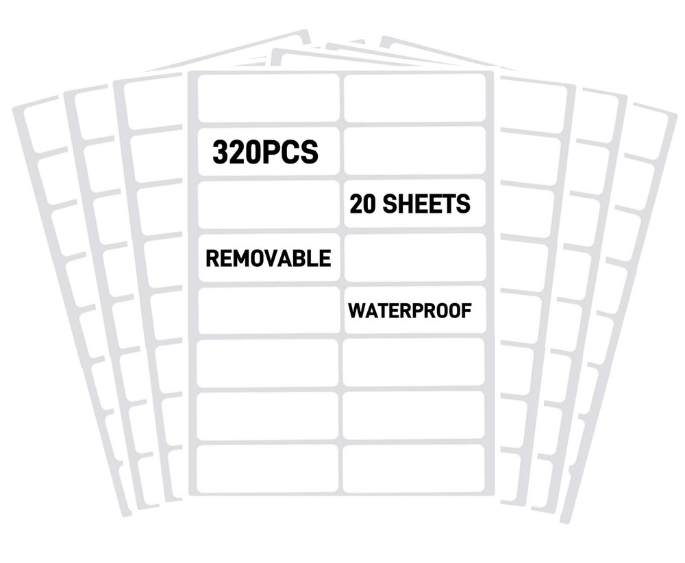 Removable Waterproof Labels for Bottles -320PCS 0.62 x 2.35 inch Organizing N…