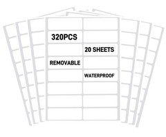 Removable Waterproof Labels for Bottles -320PCS 0.62 x 2.35 inch Organizing N…