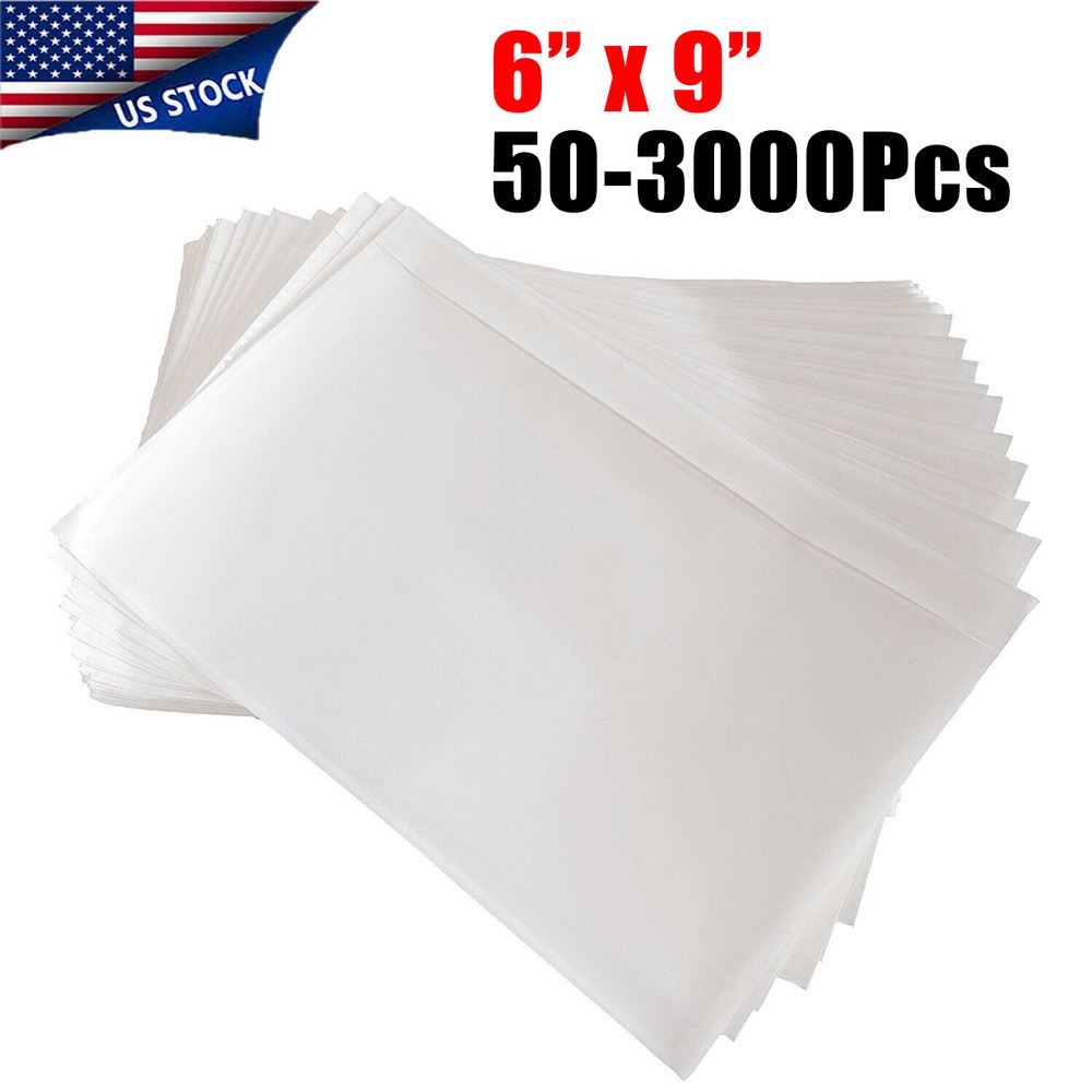 50-3000 6×9 Clear Envelope Pouches Plastic Self Adhesive Shipping Label Packing