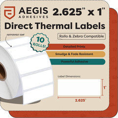 2.625″ x 1″ Direct Thermal Labels – 15600 Count, Compatible with Zebra & Rollo