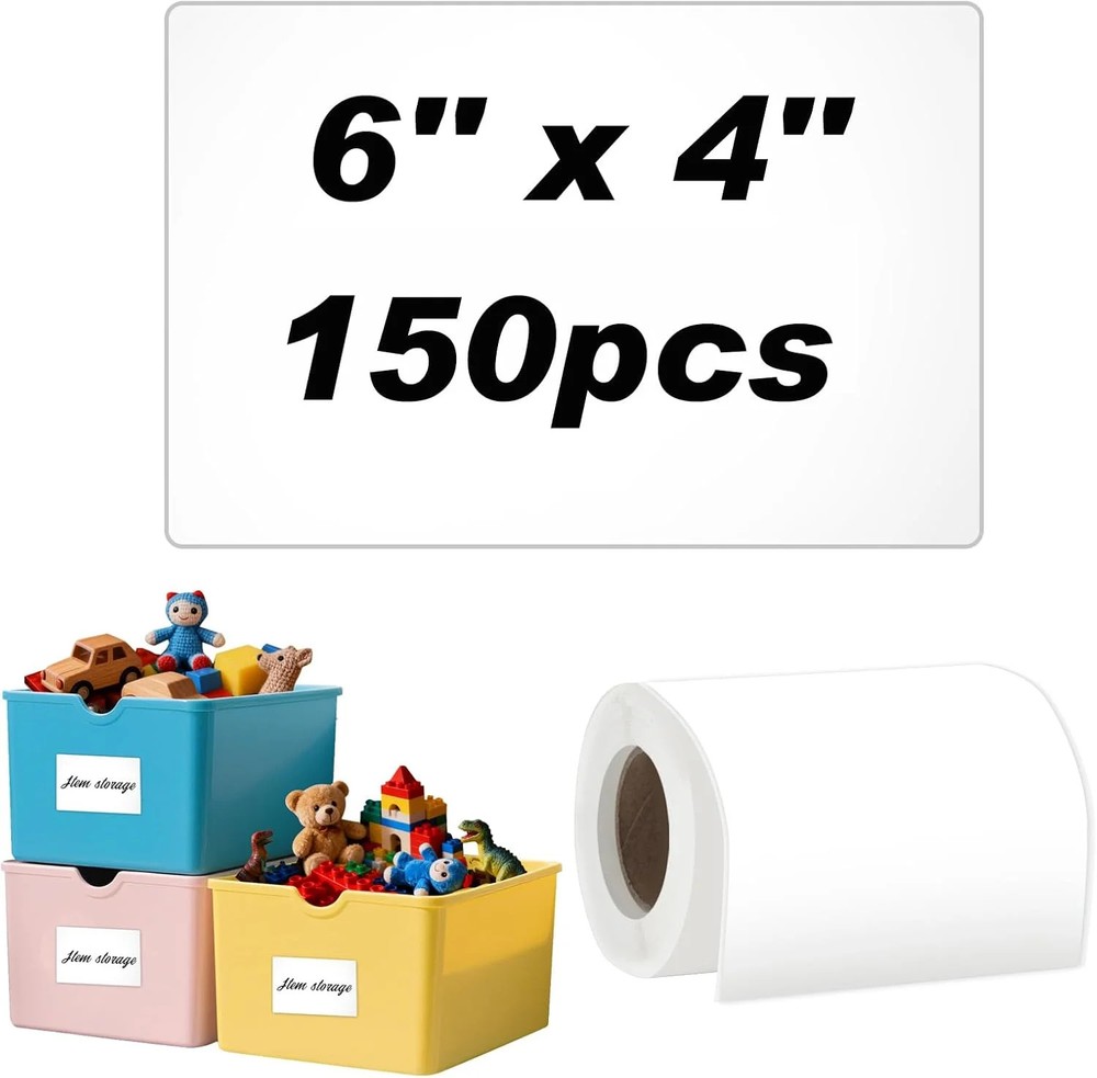 150Pcs 4X6 Inch Large Labels for Storage Bins, Waterproof Moving Labels for Boxe