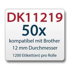 50x label comp. with Brother DK11219 diameter 12mm 1200 labels +1x holder
