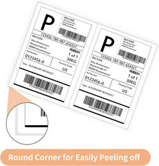 Shipping Labels with Rounded Corner, 8.27 X 5.32 Inches Half Sheet Self Adhesive
