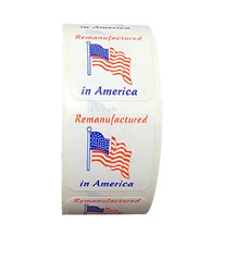 Remanufactured in America 1″X1″ Labels American Flag Peel & Stick (2) RLS 500 EA