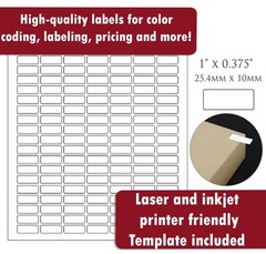 Small Sticky Labels White Rectangular Labels 1″ x 0.375 + Bonus Color Labels …