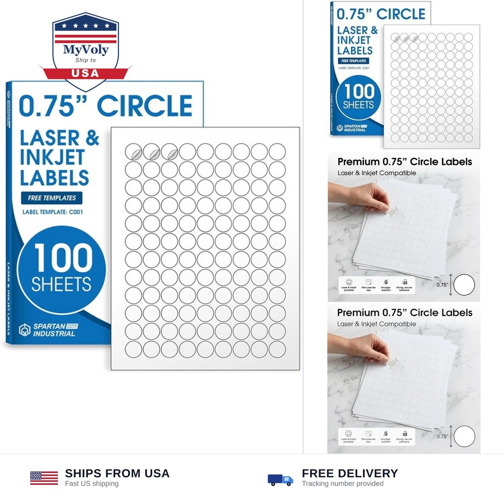 0.75″ Printable Round Labels for Inkjet and Laser Printers – 10800 Stickers |…