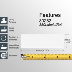 10 Rolls of White Matte Address Labels 1-1/8″ x 3-1/2″ for Thermal Printers