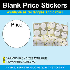 Circular Blank Price Stickers / Labels – A variety of sizes to choose from