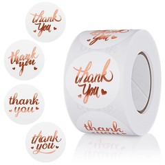 1.5 Inch Thank You Stickers Roll,4 Classic Design Font Gold Rose Foil Labels,…