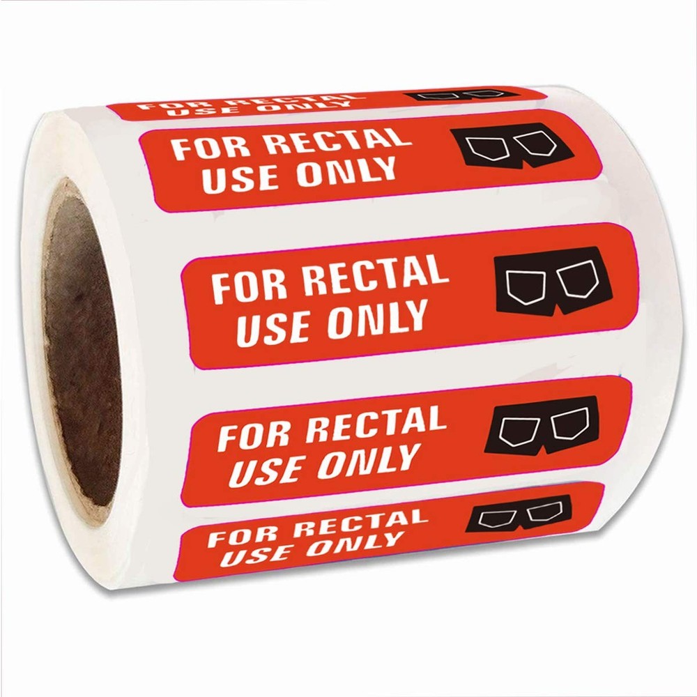 For Rectal Use Only Labels 1.5×0.375 Inch Fluorescent Red Orange 500 Roll