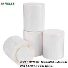 10 Rolls 250/Roll 4×6 Direct Thermal Labels For Zebra 2844 Eltron GK420T ZP-450