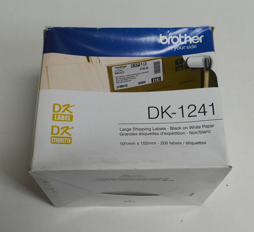 BROTHER DK-1241 P-Touch White Address Labels 4″ x 6″ 101mm x 152mm 200/Roll NEW
