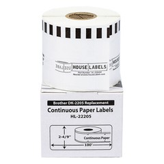 Non-OEM Fits BROTHER DK-2205 REMOVABLE Continuous Labels – (8) Rolls of 100′