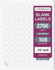 NextDayLabels 0.75 Inch Round Circle Stickers White for Bleeds Laser Inkjet -…