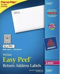1 New Box 8000 Avery 8167/5167/5967 Return Address Shipping Labels 1/2″ X 1 3/4″