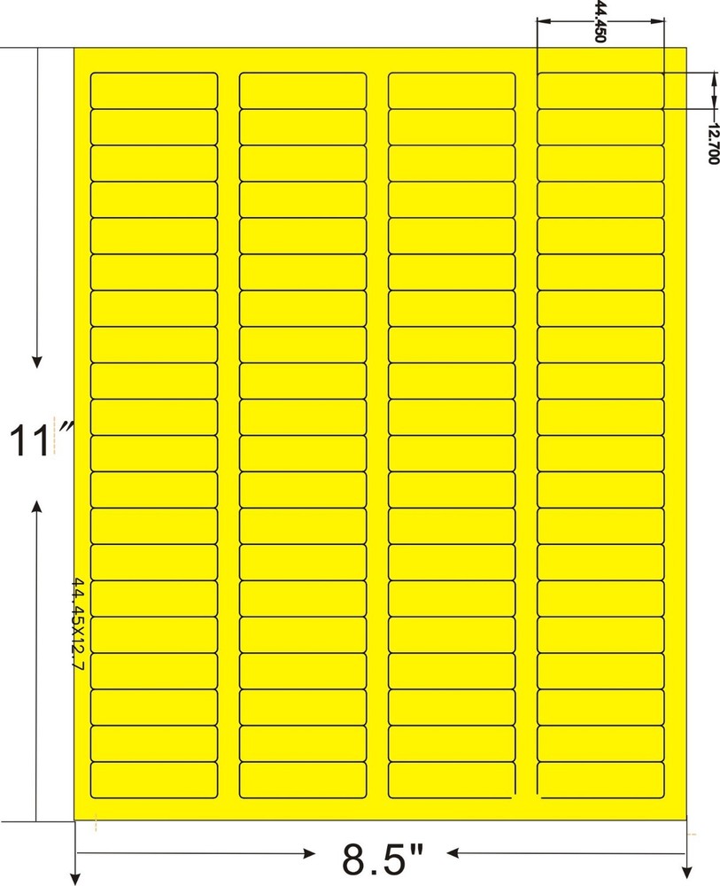 8000 Address Labels Laser Ink Jet 80UP 80 Per Sheet 1.75×0.5 Fluorescent Yellow