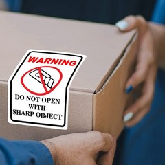 300pcs Do Not Open with Sharp Object Industrial Warning Labels