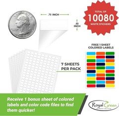 Printable Laser Inkjet Sticker Labels – 0.75″ x 0.5″ White Removable Matte – 103