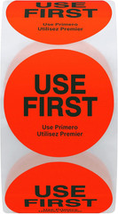 Fluorescence USE First Stickers Restaurant Food Service FIFO Label 1.5 Inch Tota