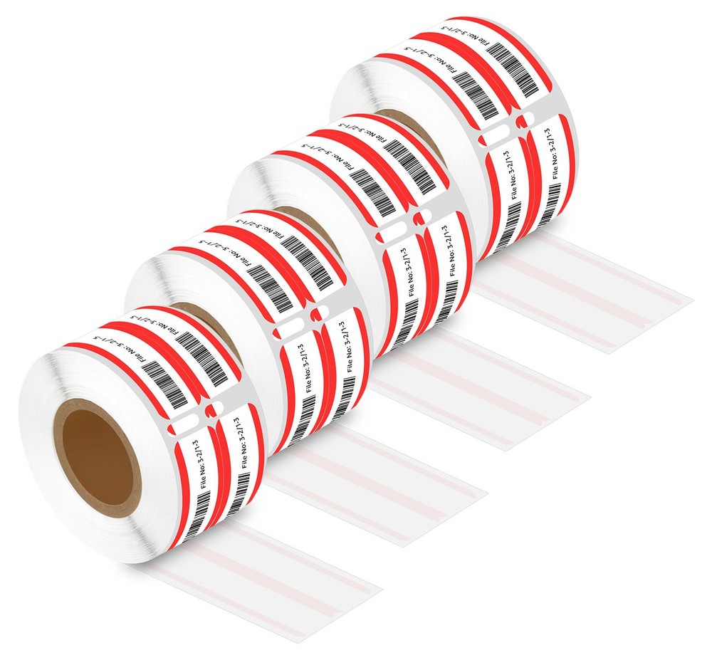 4Rolls 9/16″ x 3 7/16″ Red Stripe 2-Up File Folder Labels 30276 For DYMO LW 450