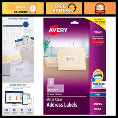 Printable Address Labels, 1″ x 2-5/8″, Matte Clear, 300 Blank Mailing Labels, Su