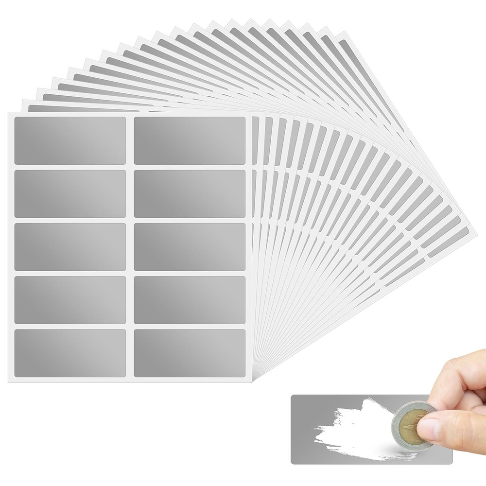 200Pack Scratch Off Labels Stickers Rectangle Self Adhesive Scratch Off Stickers