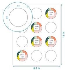 MaxGear 2″ Round Sticker Labels Matte White 360 Pcs 30 Sheets Inkjet Laser