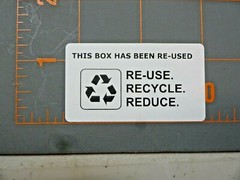 100 qty This Box Has Been Re-used Recycle Reduce Shipping Label Stickers Small