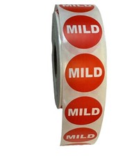 1.125 ” Round inventory Red MILD Food Labels 1000 Per Roll (10 rolls)