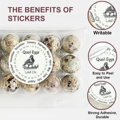 320 Pcs Quail Farm Fresh Eggs Stickers, 2 Inch Round Unwashed Eggs Carton Lab…