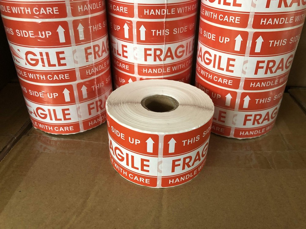 2 x 3 Handle with Care This Side Up Fragile Stickers Adhesive Label 500 Per Roll