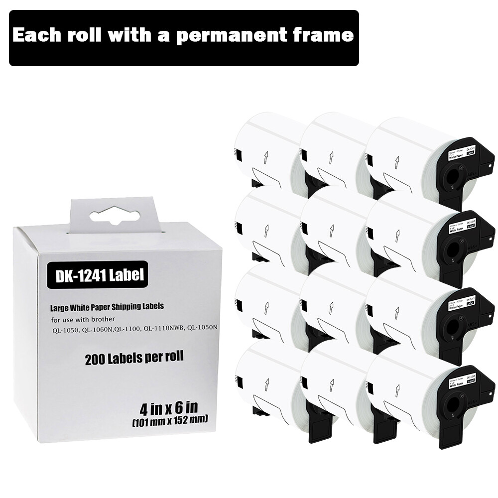 102mmx152mm 12 ROLLS Shipping Label 4″X6″ Compatible Brother For QL-1050 DK-1241