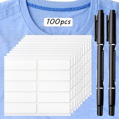 100 Pcs Fabric Labels for Clothes Washable, No Iron Self-Stick Clothing Labels w