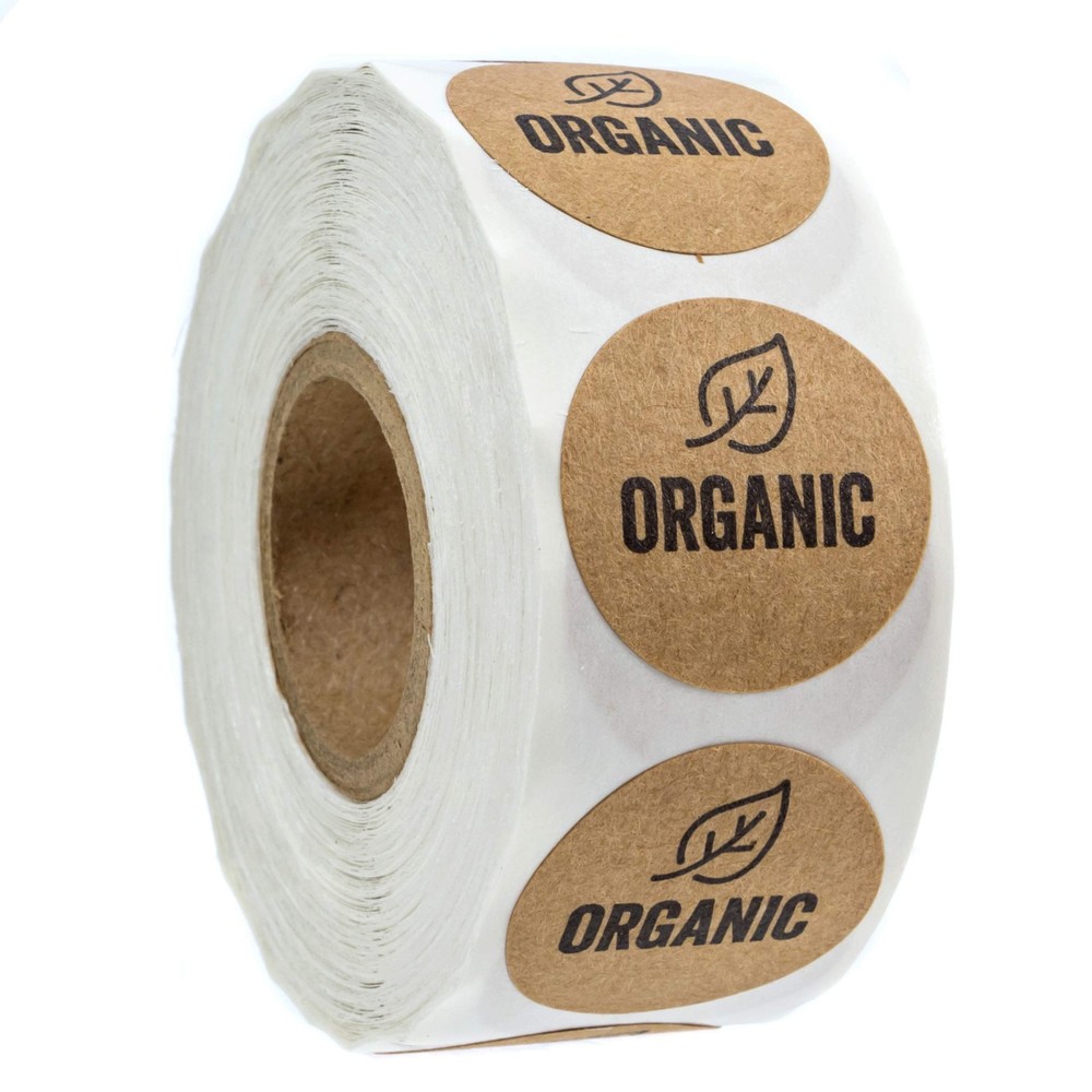 Organic Made Stickers / 1″ Inch Round Natural Kraft Organic Stickers/Organic …