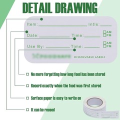 7500 Pieces Removable Food Labels for Containers 1 x 2 Inch Date Stickers Wat…