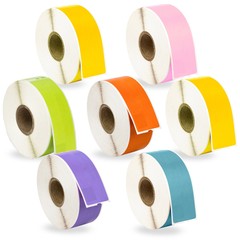 DYMO 30252 – 7 Rolls – 2 YELLOW 1 ea. PINK GREEN ORANGE LAVENDER BLUE