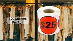 25 Cent Price Stickers – 2″ Round Dot Labels, 300 Count for Garage/Yard Sales