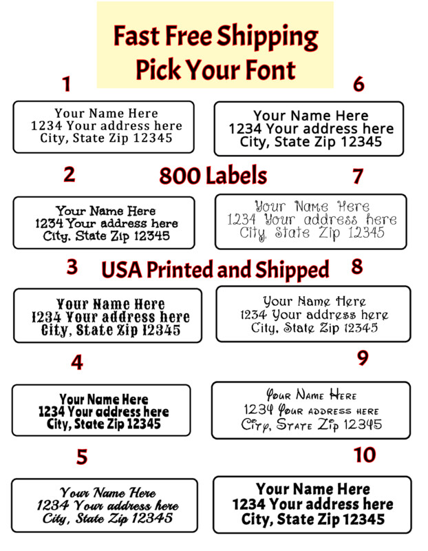 400 Personalized Return Address Labels 1/2 inch by 1 3/4 inch