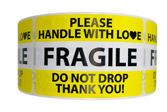 YL Fragile Labels Handle w/ Love | Do Not Drop Thank You | 2″x3″ | 1 Roll 500