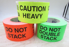 3 Rolls Uline Do Not Double Stack, Caution Heavy, Labels Fluorescent 3″ x 5″