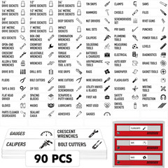 90PCS Magnetic Toolbox Labels Dry Erase Reusable Tool Chest Organizer Set