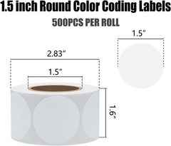 White Color Coding Dot Labels Round Semi Gloss Paper Stickers Adhesive Label …