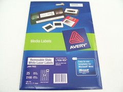 AVERY 959053 WHITE REMOVABLE PRINTABLE LASER 2100 LABELS 46×11.11MM L7656 REV