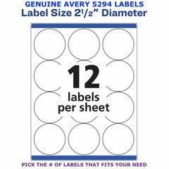 Avery High-Visibility Laser 2.5″ Round Labels (5294) PICK YOUR OWN # OF LABEL